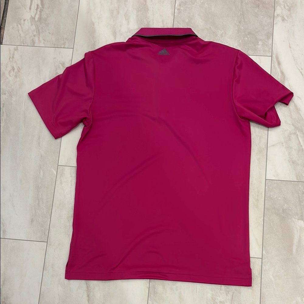 Men's Pink Adidas Polo Shirt - Picture 3 of 3